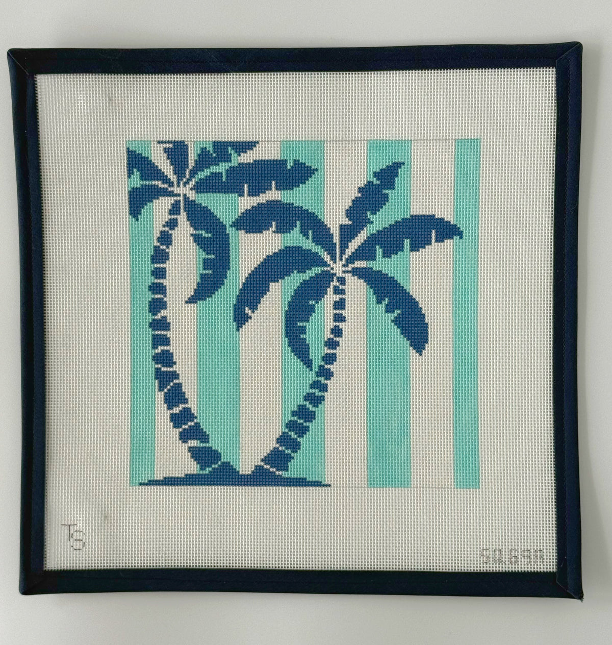 Palm Tree on Aqua Stripes