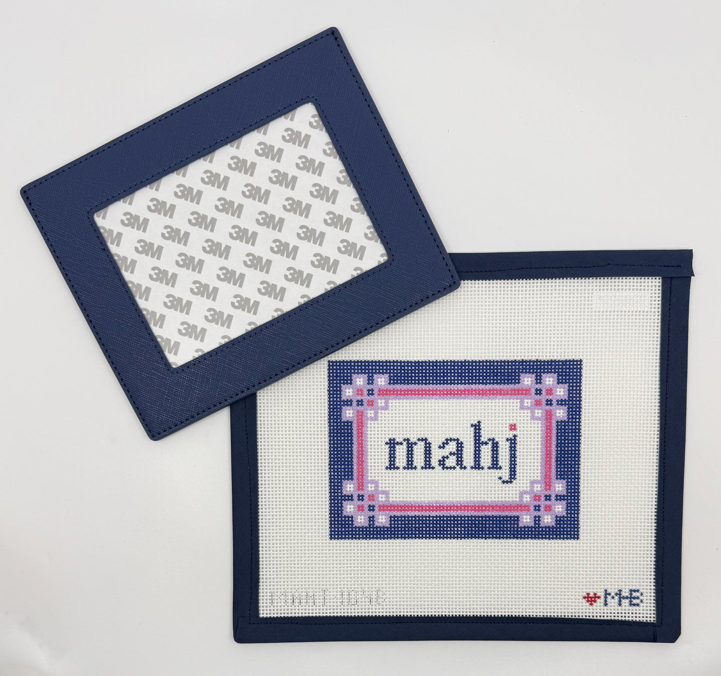 Floral Corner Mahjong Insert/Self-Finishing Mahjong Card Sleeve Navy Set