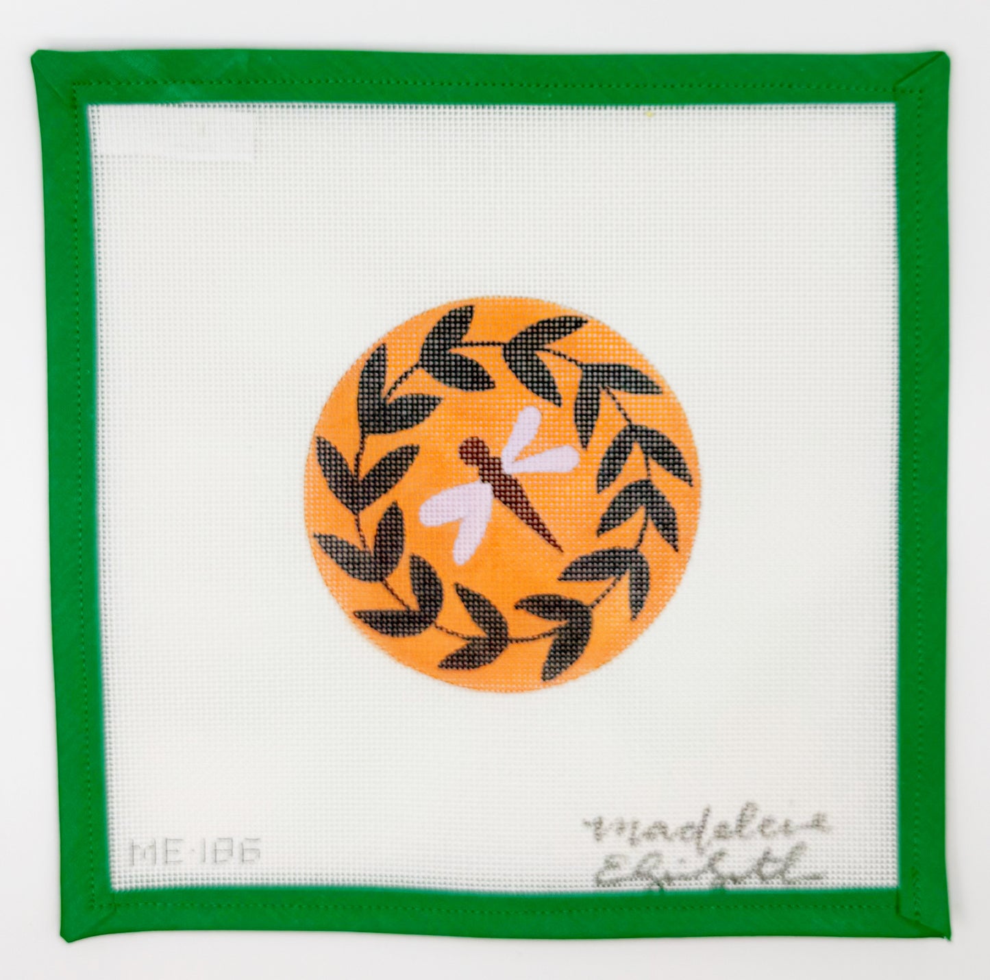 Dragonfly Round Ornament with Fabric