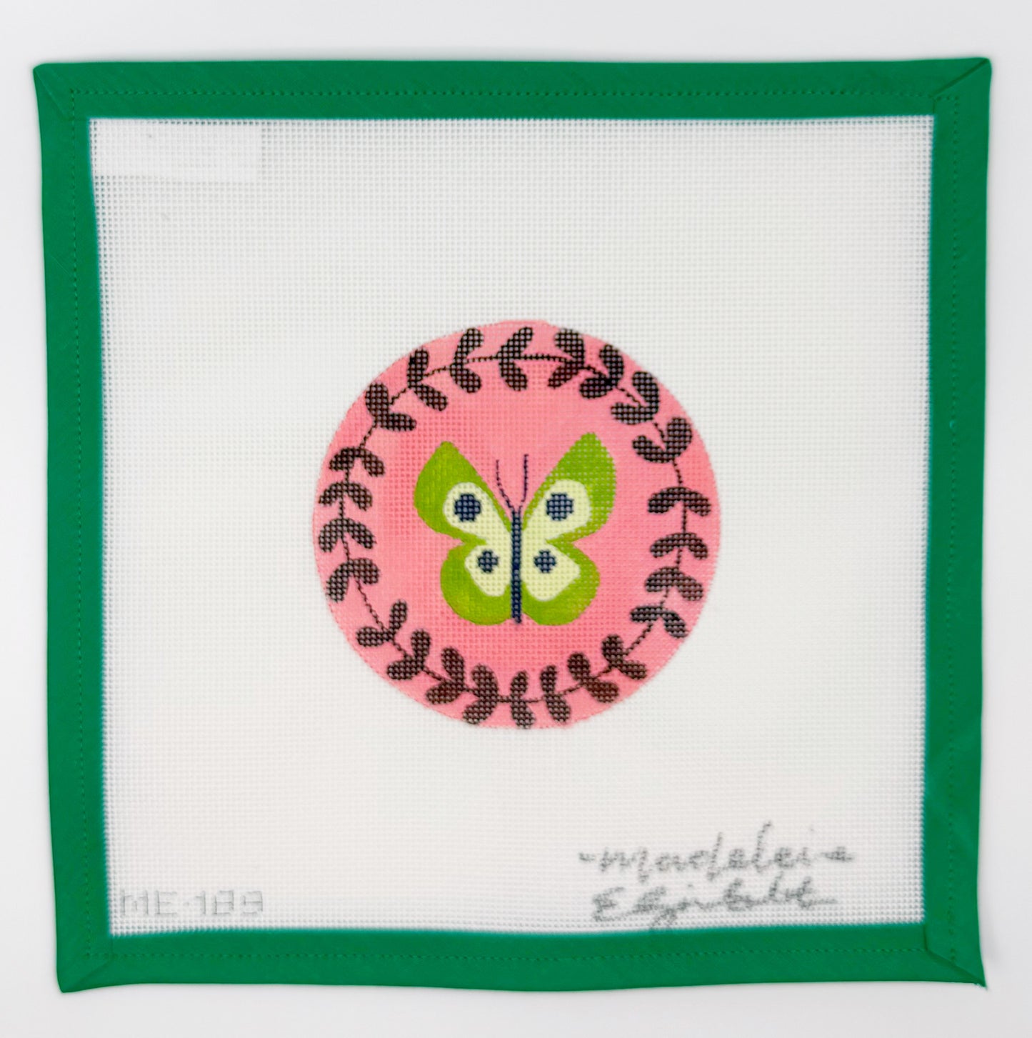 Butterfly Round Ornament with Fabric