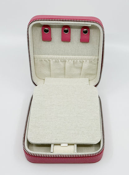 5" Leather Jewelry Box - Coral