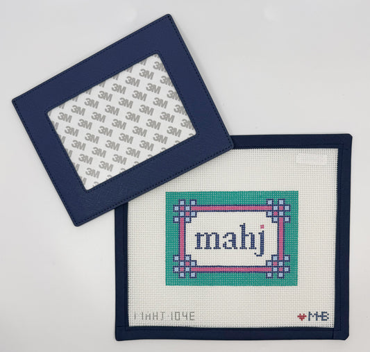 Floral Corner Mahjong Insert/Self-Finishing Mahjong Card Sleeve Navy Set