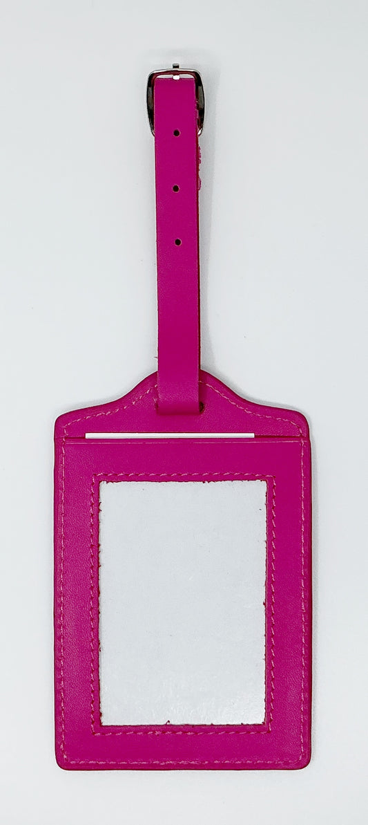 Leather Luggage Tag - Hot Pink