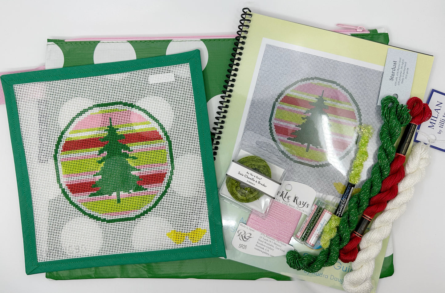 Audra Stitches Stripes Tree Round Kit w/Threads