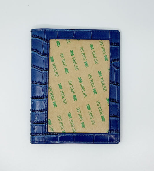 Passport Cover - Blue Embossed Crocodile