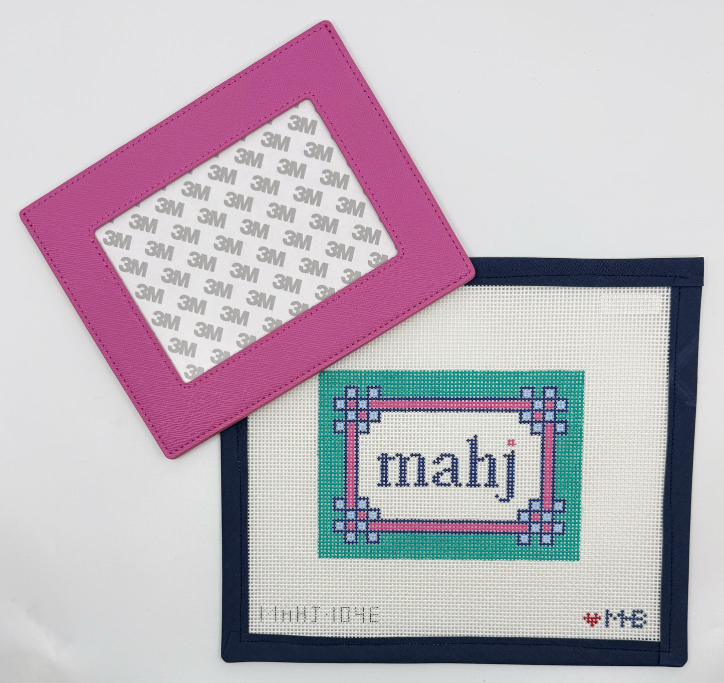Floral Corner Mahjong Insert/Self-Finishing Mahjong Card Sleeve Hot Pink Set