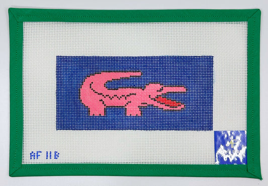 Pink Croc on Navy Background