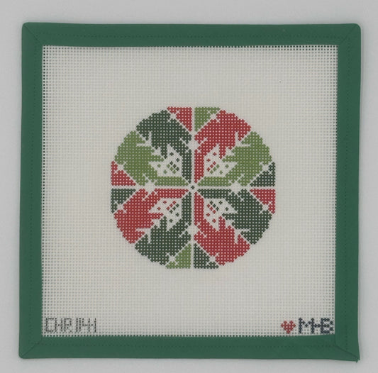 Snowflake Red & Green Round