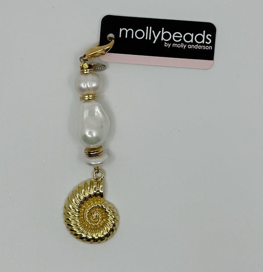 mollybeads Scissor Fob - Gold Nautilus Shell with Pearl