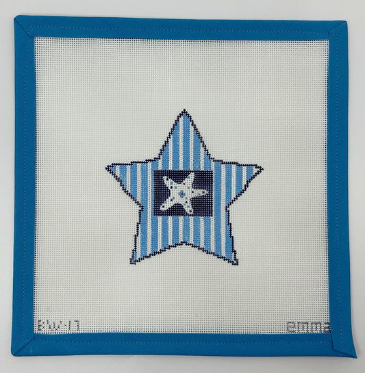 Star with Starfish Shell Ornament - BW17EW