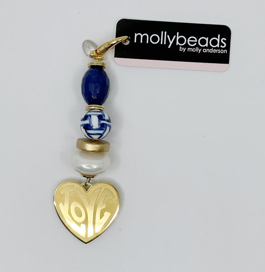 mollybeads Blue & White with Gold Love Scissor Fob