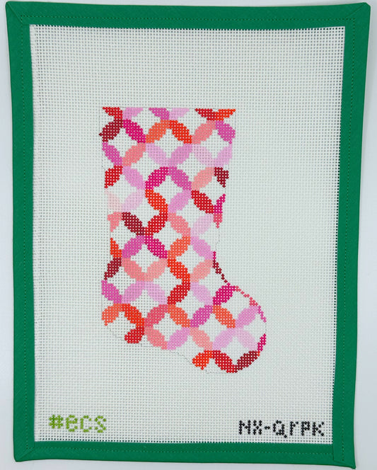 mini stocking canvas - pink quilt ring