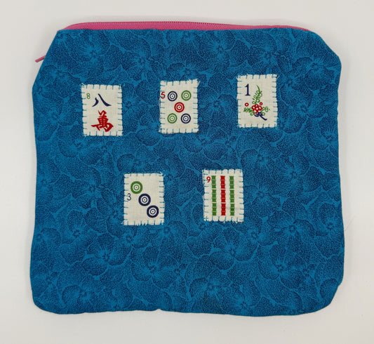 Teal Mah Jong Pouch