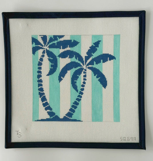 Palm Tree on Aqua Stripes