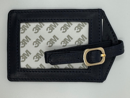 Leather Luggage Tag - Navy Blue