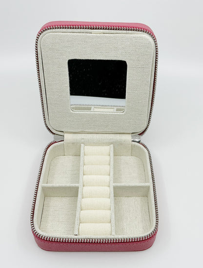 5" Leather Jewelry Box - Coral