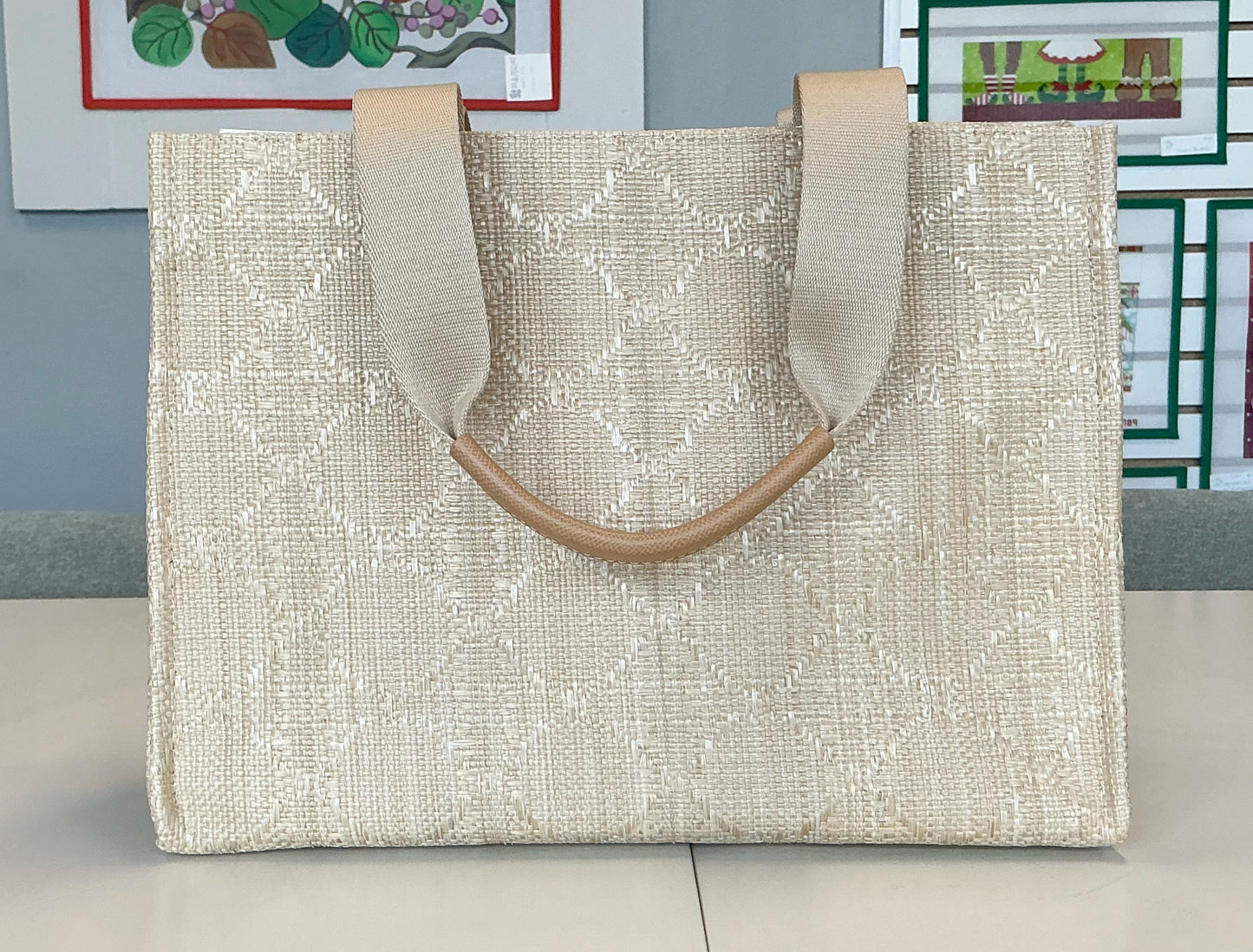 Luxe Bali Straw Tote - Oasis Cane Sand