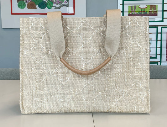 Luxe Bali Straw Tote - Oasis Cane Sand
