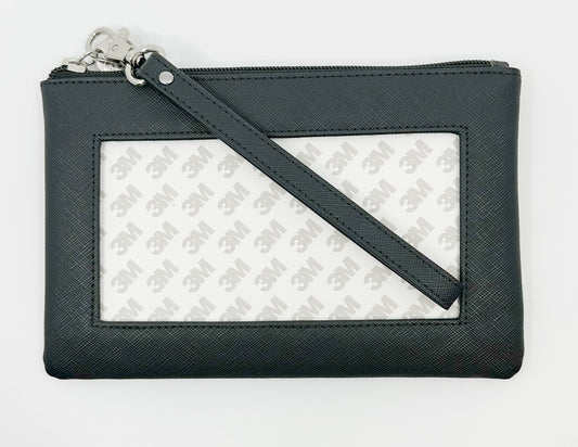 Saffiano Leather Accessory Bag - Black leather-pouch-black