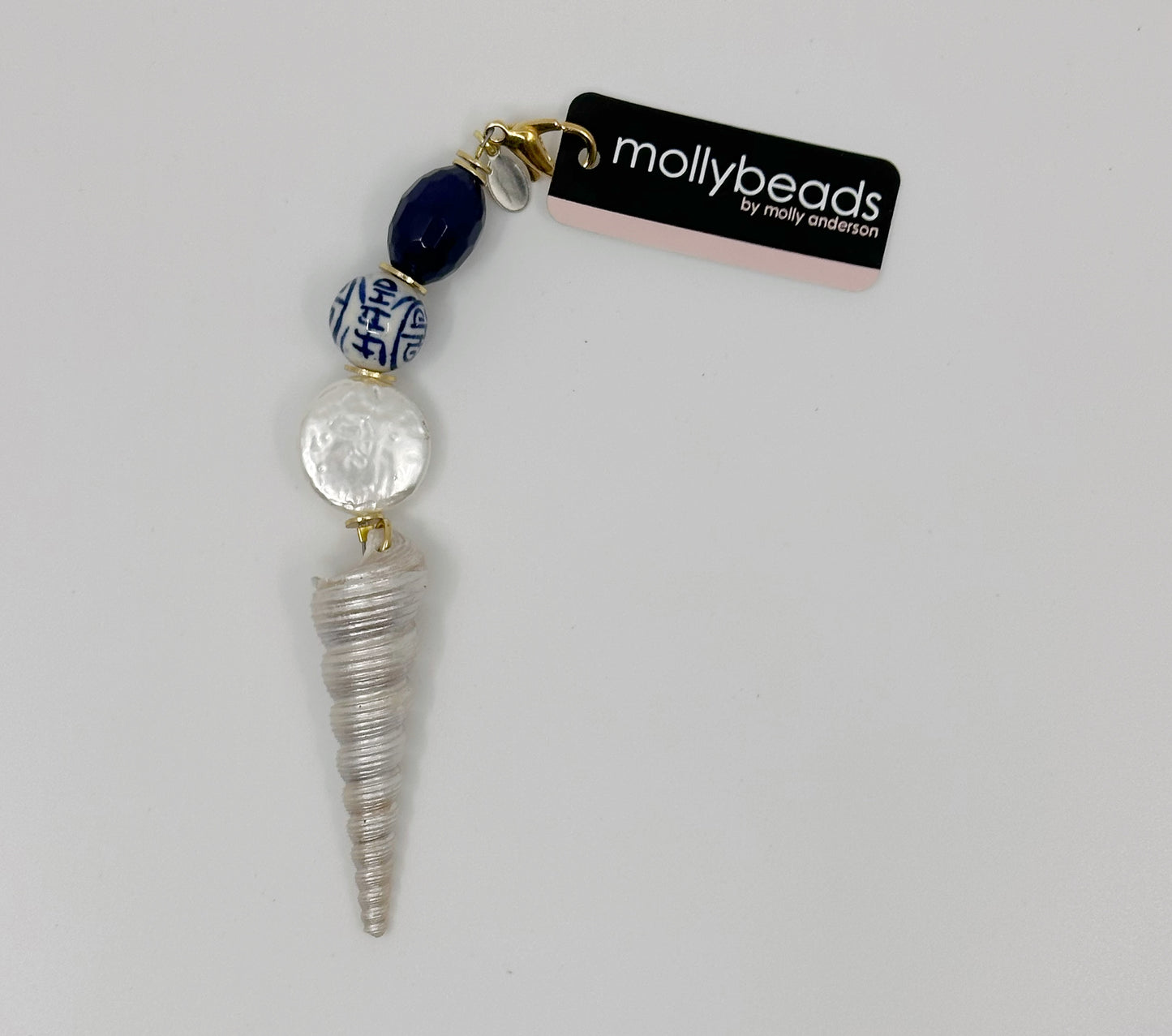 mollybeads Scissor Fob - Blue & White with Spiral