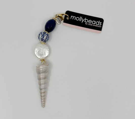 mollybeads Scissor Fob - Blue & White with Spiral