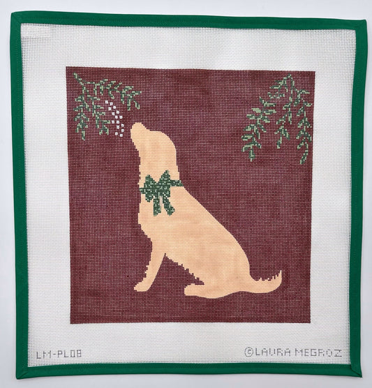 LM-PL08 Golden Retreiver with Mistletoe