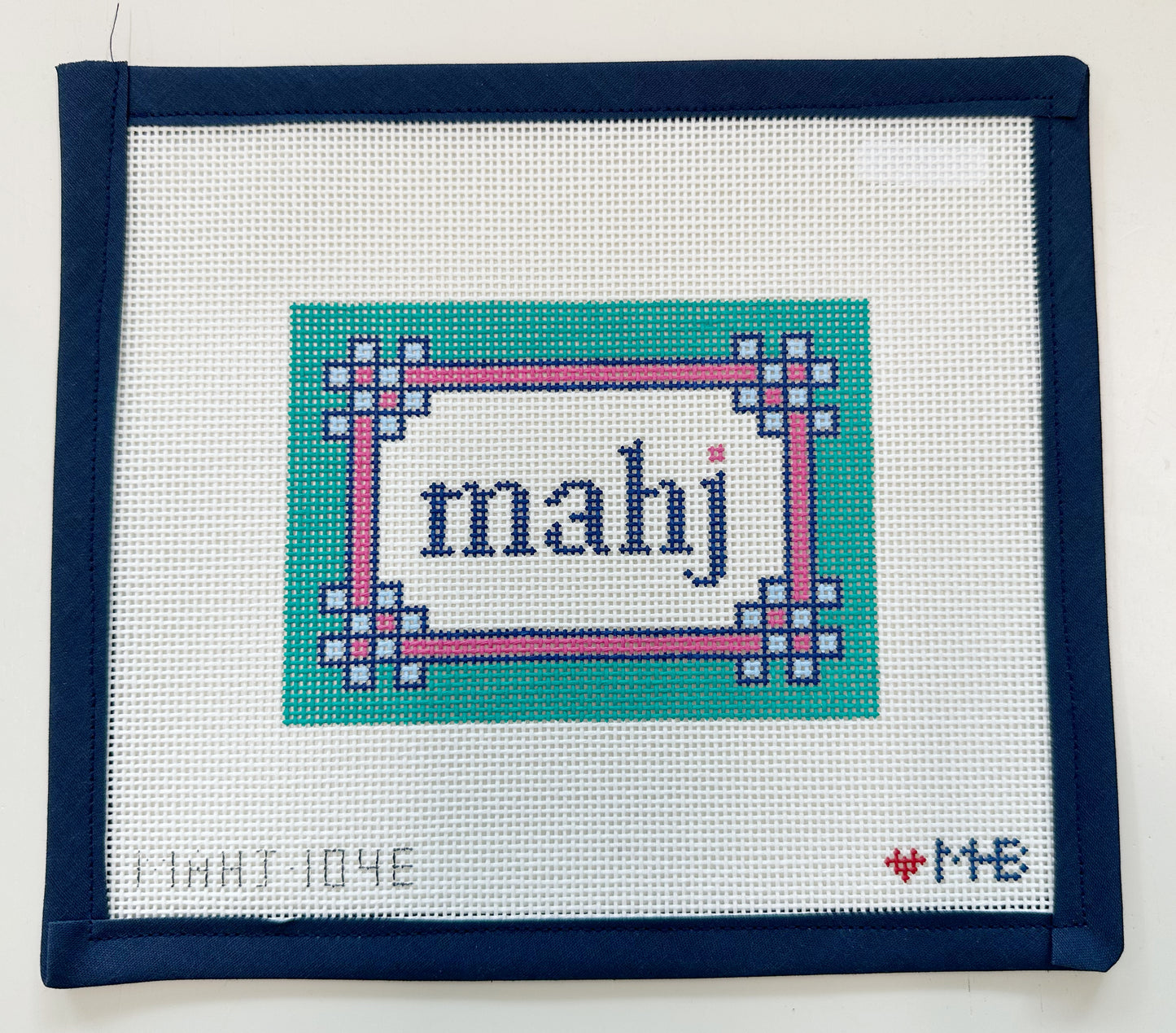 Floral Corner Mahjong Insert Teal Pink and Navy