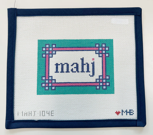 Floral Corner Mahjong Insert Teal Pink and Navy