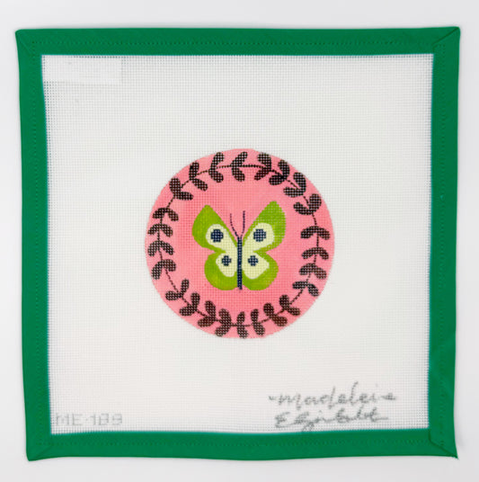 Butterfly Round Ornament with Fabric