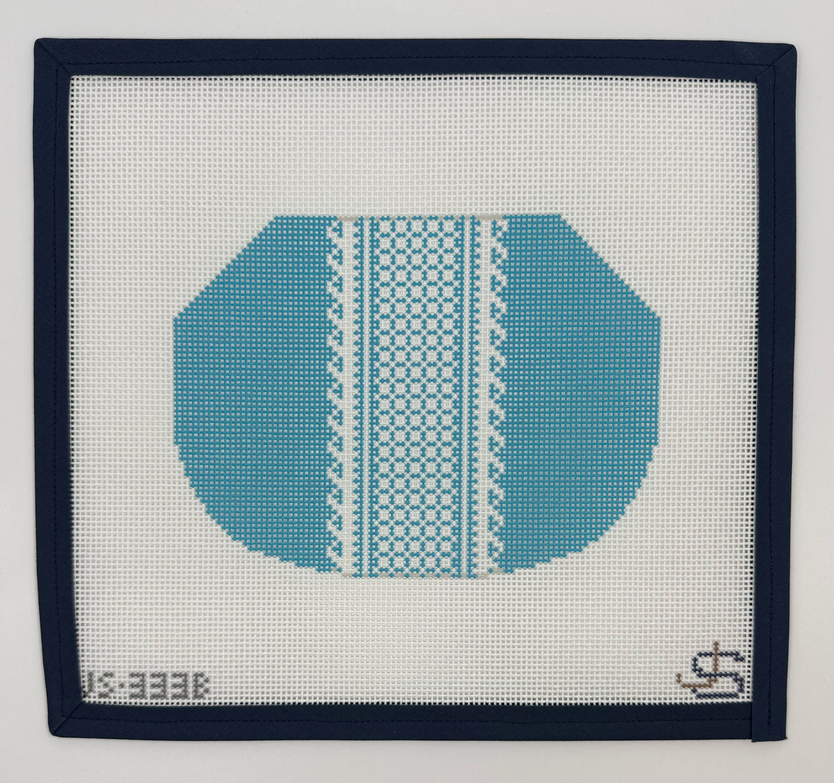 Lace Stripe Kiss Lock Bag - Blue